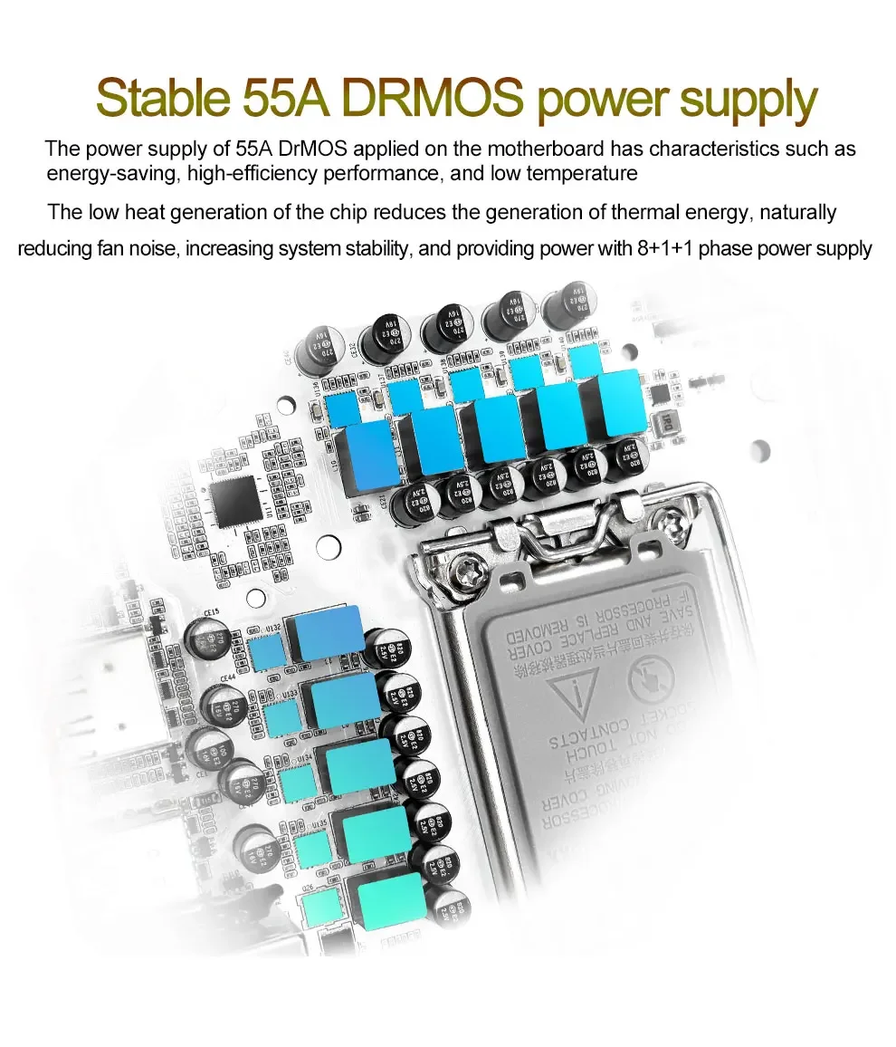 JGINYUE B760I Snow Dream DDR5 Gaming Motherboard High Speed Dual M.2 Interface 64G LGA 1700 Mini ITX PC Motherboard