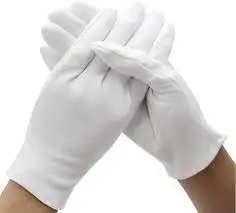 Black/ White Cotton Hand Gloves Three Beams Lines Stripes Button Snap Uniform Marching Polyester Touch sensor Ceremonies Parades