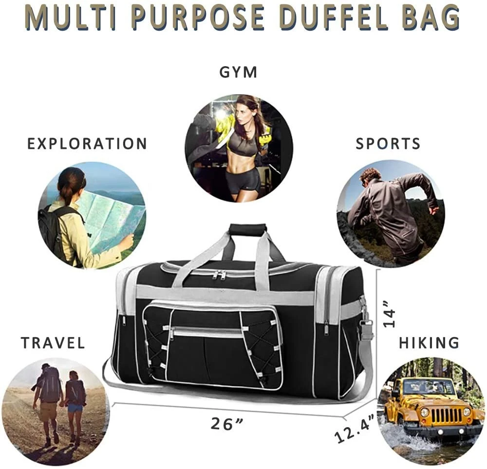 FREE SAMPLE Travel Duffel Bag 65LFoldable Weekender Overnight Bag Cloth Large Gym Luggage Duffel Water-proof&Tear Resistant