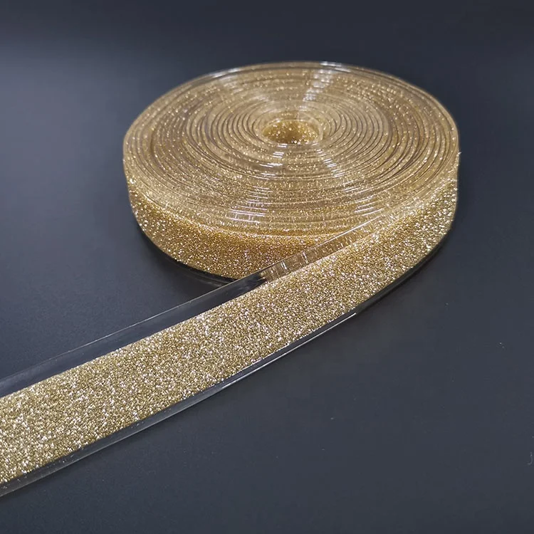 Fashionable Gold PVC Plastic Shoe Decoration Soft Lace for Slipper and Webbing Strip