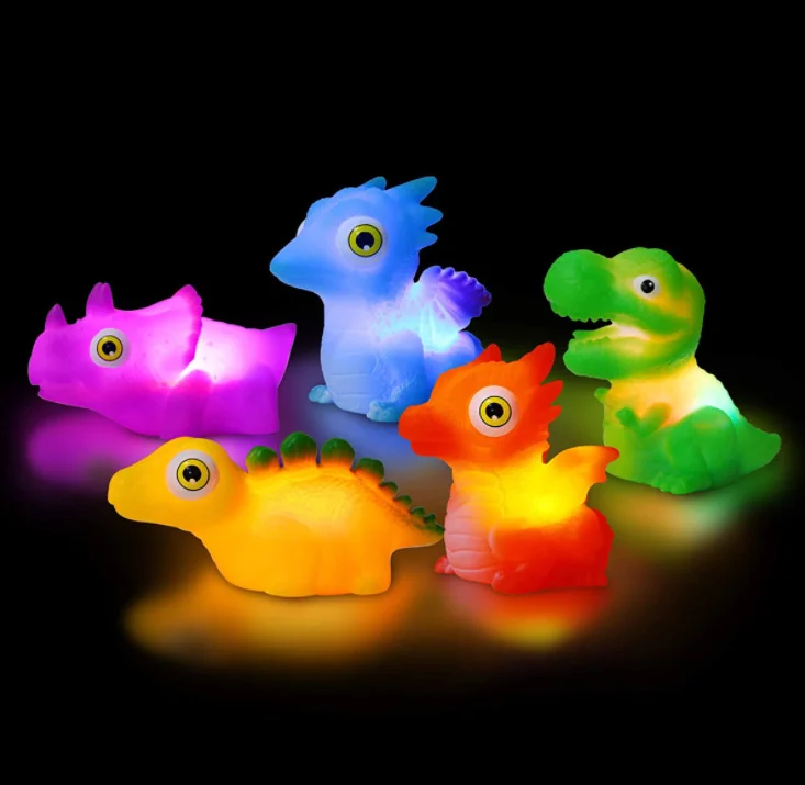 Light Up Bath Toys, Toddler Flashing Colourful LED Bathtub Dinosaur Toy, Baby Bathtime Floating Rubber Shower Toy for Infant Ba