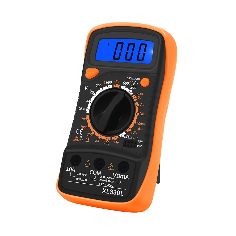 Portable Digital Multimeter Handheld Multimetro Backlight AC/DC Ammeter Voltmeter Ohm Tester Meter XL830L