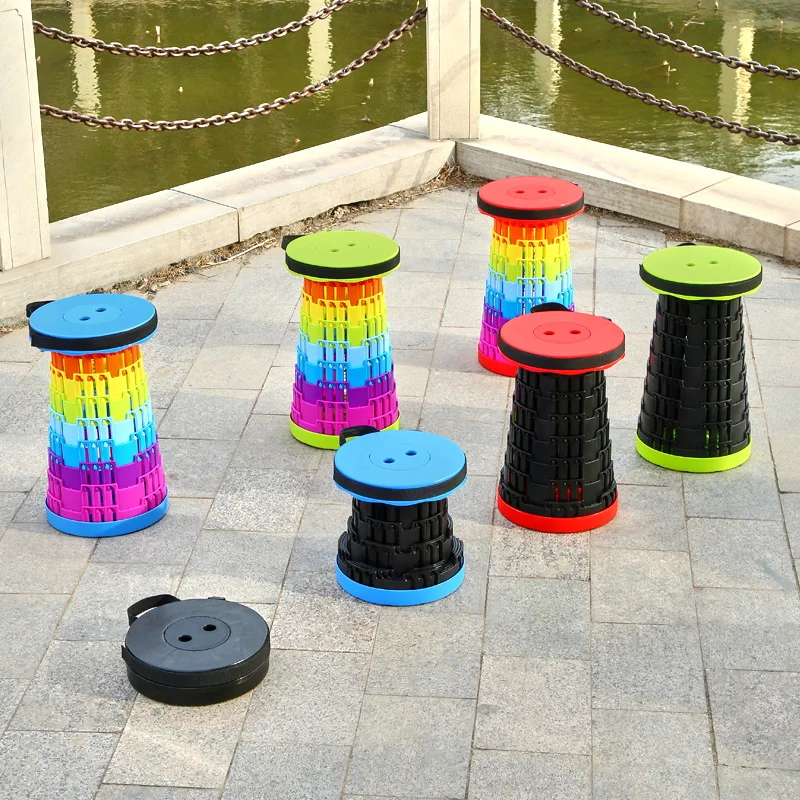 Upgraded Collapsible Stool Bench Adult Portable Retractable 600lbs Telescopic Foldable Camping Stool for Outdoor Fishing Hiking