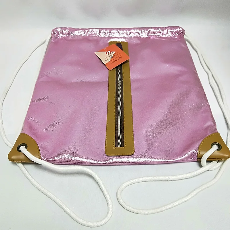 
Customized Fashion Personalized Zipper Shiny Glitter Pu Leather School Sport Gym Bag Girls Women Teenager Drawstring Backpack 