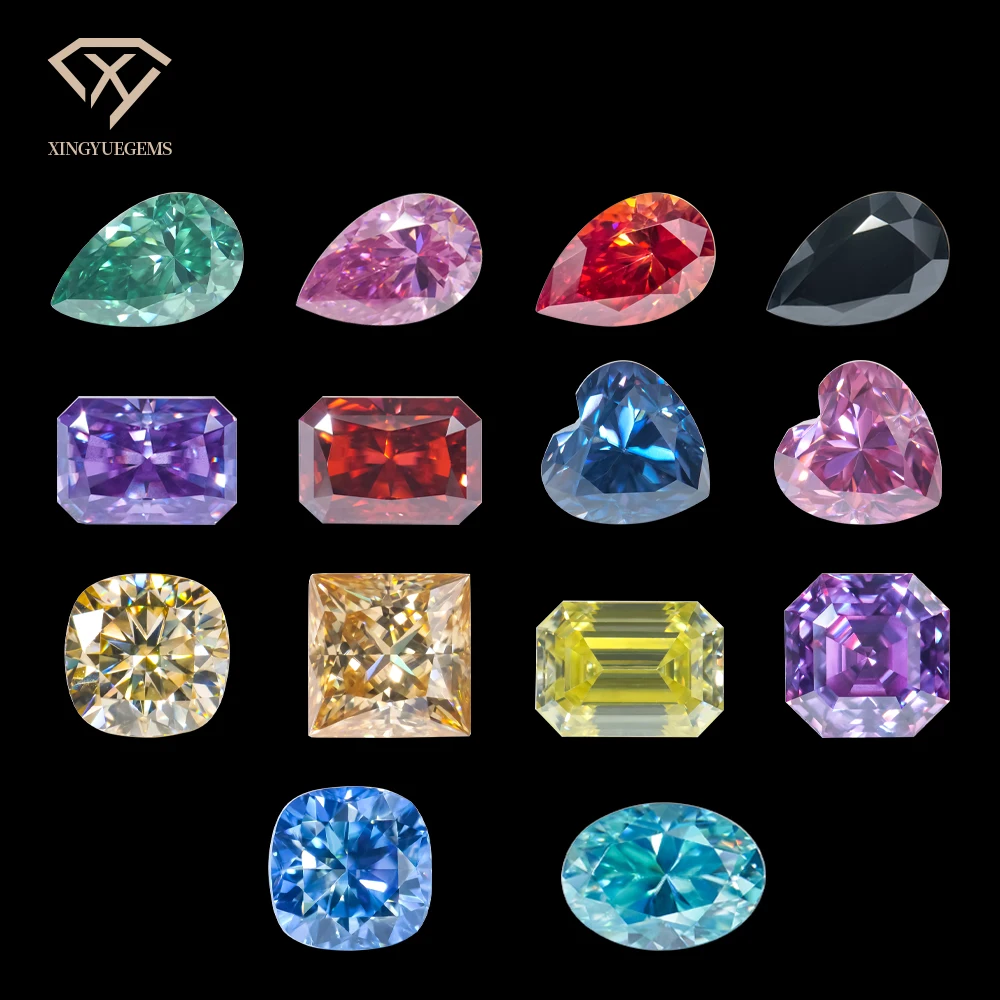 Factory Amethyst Garnet Orange Champagne Black Purple Yellow Pink Blue Green Red Violet fancy shape colored mossanite moissanite