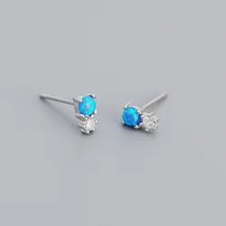 Exquisite Tiny Natural Opal Earrings Vintage Fashion Real Gold Plated S925 Sterling Silver Stone Turquoise Earrings