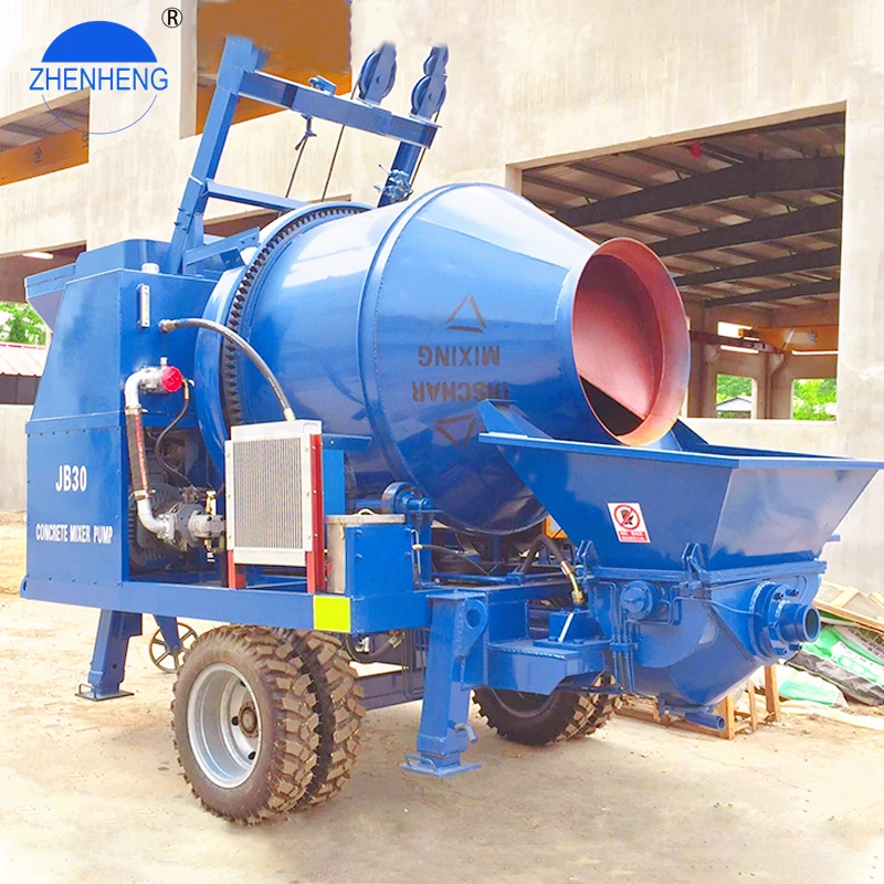 Zhenheng Portable  Jbs 40 Diesel 40 M3/H Trailer Mounted Concrete Mixer Pump Canada Concrete Pumps Price For Sale