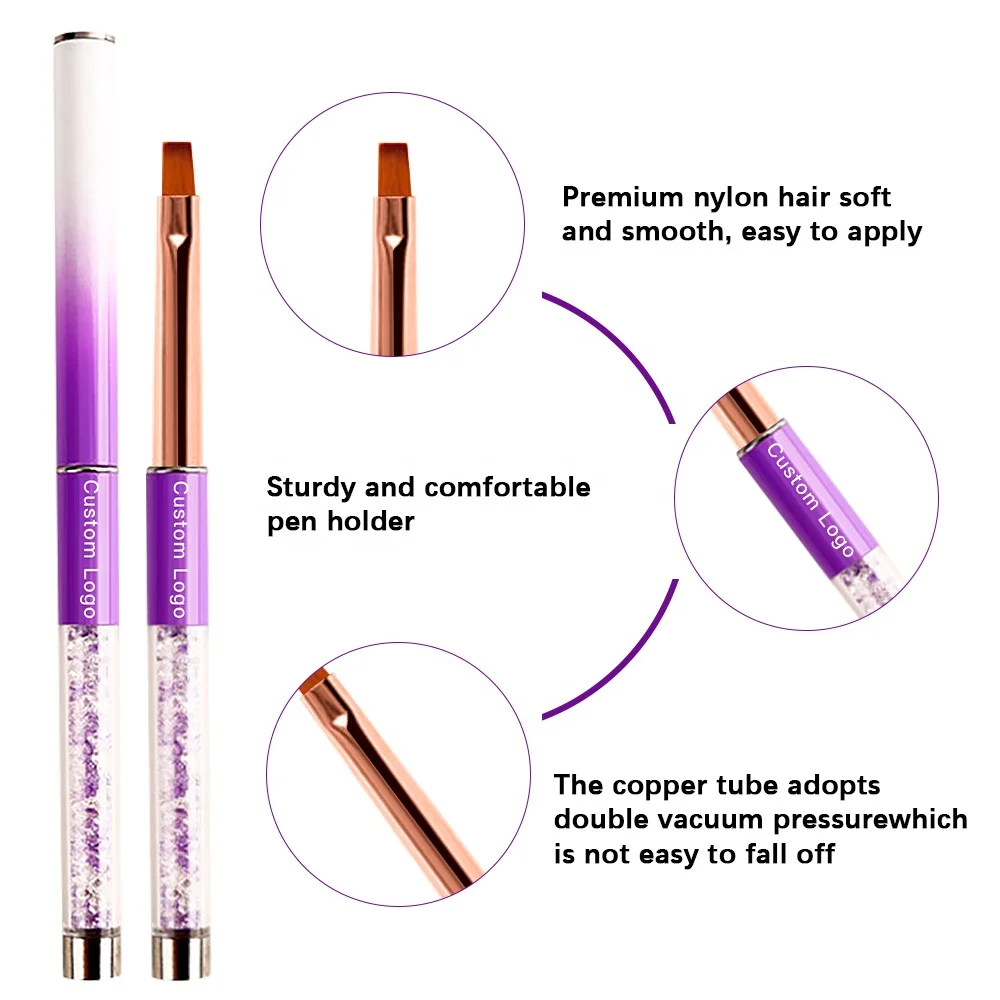 FUUMUUI New Purple Rose Gold Synthetic 8pcs Set Wholesale 3d Oval Flat Round Gel Detail Nail Art Paint Brushes Set Manufacturer