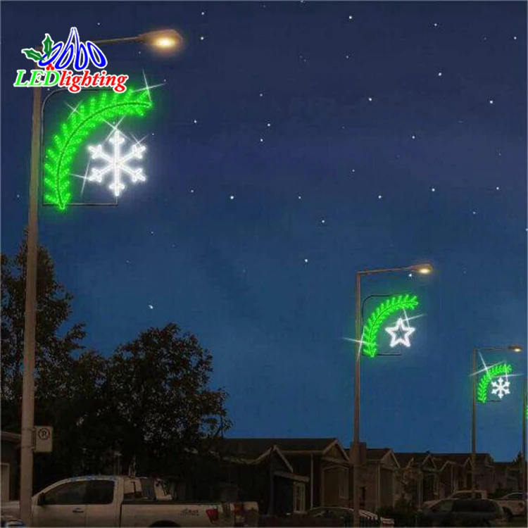 Hot Selling Color customized size mounted bell pole street motif lights for city holiday Christmas decorations