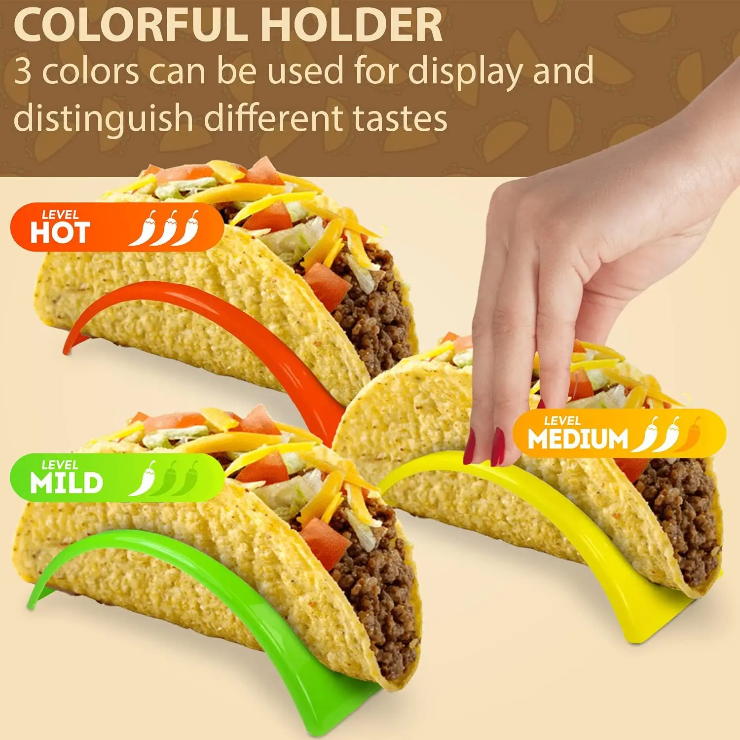 Taco Holder Stands  Hard Plastic Taco Shell Holders Rack BPA Free for Microwave and Dishwasher Taco Tuesday Party Tray