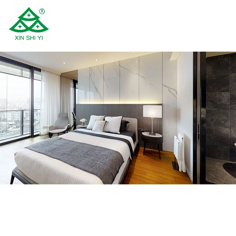 Italian King Size Hotel Fixed Bedroom Furniture Set