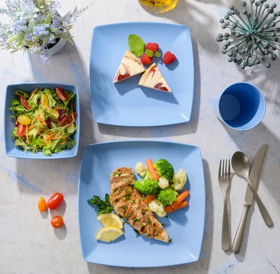 rpet plastic royal blue dinnerware set china tableware