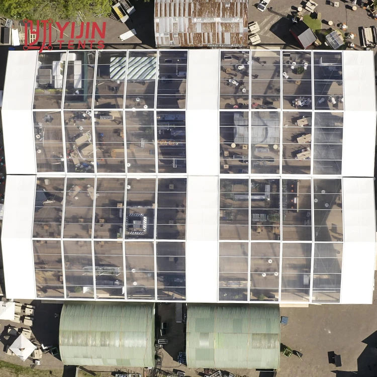 Large 15m x 20m Transparent PVC Frame Wedding Tent Heavy Duty Aluminum 150 People Fashionable Party Tents Exhibition Warehouse