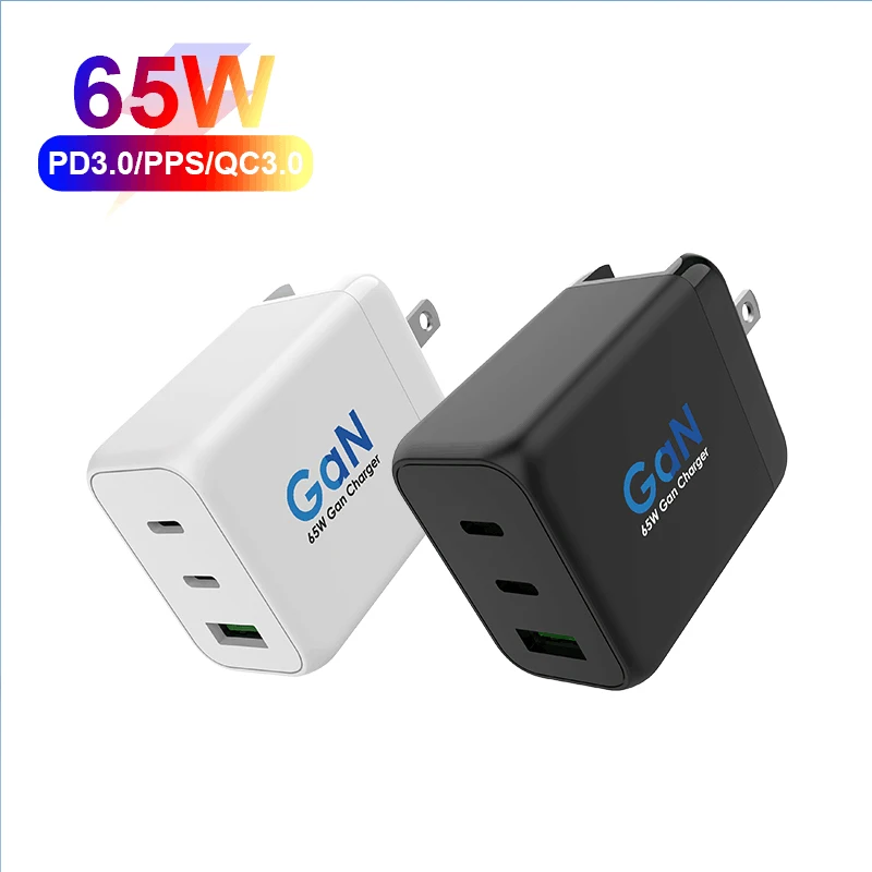 
Fast Charing Wall Usb Pd Charger Type C 3 Ports 65W Gan Quick Charger For Laptop Ipad And Mobile Phone 