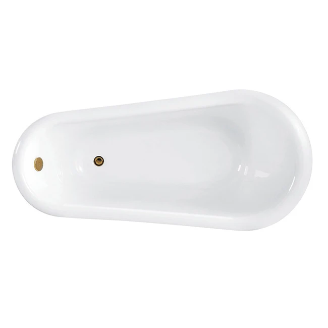 White Acrylic Bathtub Modern Stand Alone Bath Tub with Silver Supporting Foot Comfortable Bathtubs