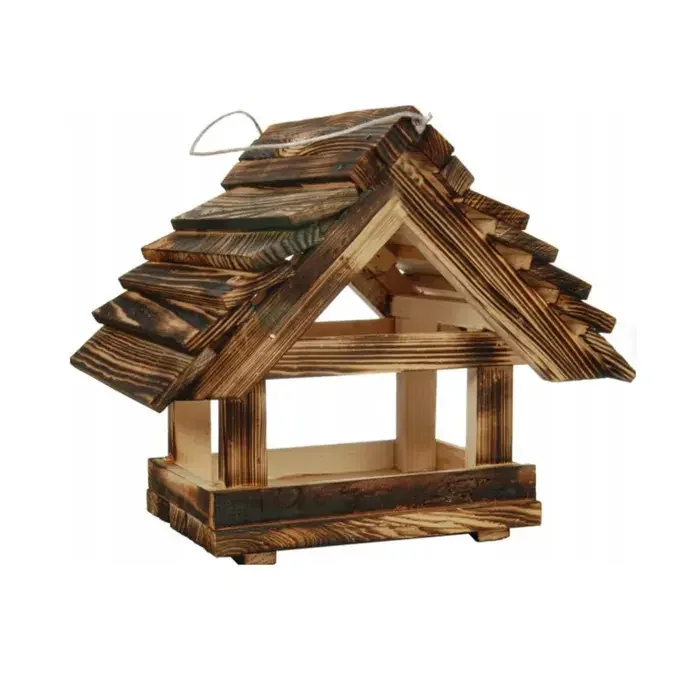 Outdoor Rustic Vintage Pine Wood Bird Feeder Modern Floating Hanging House Model Solid Art Decoration with Home Theme Home Box