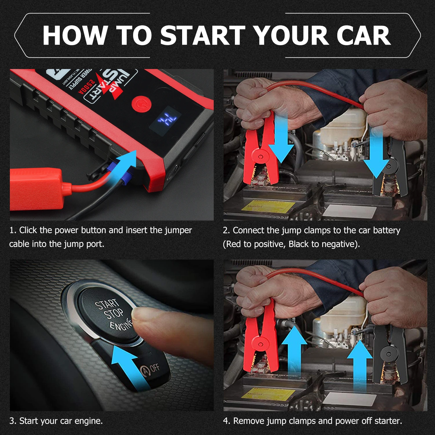 DELBEST Hot Product Battery capacity 16800mAh With 12V Car Jump Starter Tool Set Suitable for Use in Low Temperature Environment