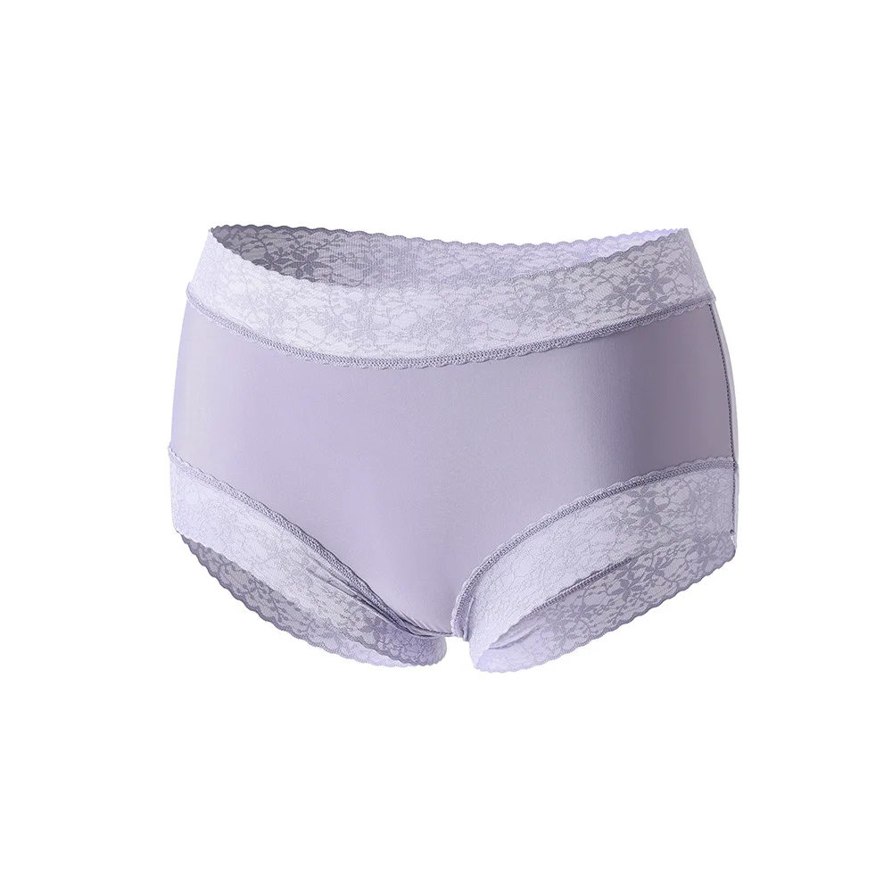 High Quality Ladies Panties Ice Silk Seamless Sexy Lace cintura baixa Mid Waist Ladies Beauty Ice Silk Panties Briefs