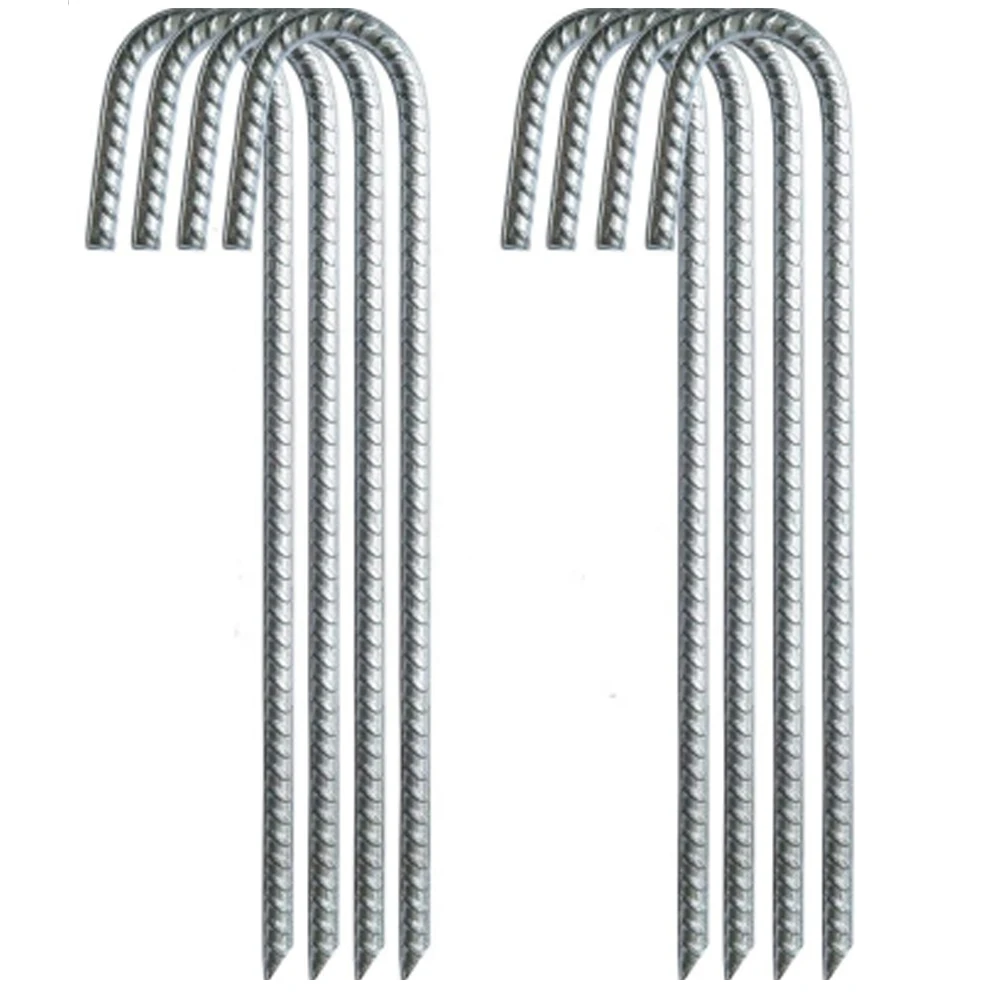 20 inch height Galvanized Steel J Hook Anchor Ground Stakes rebar stake peg For Dog Kennels