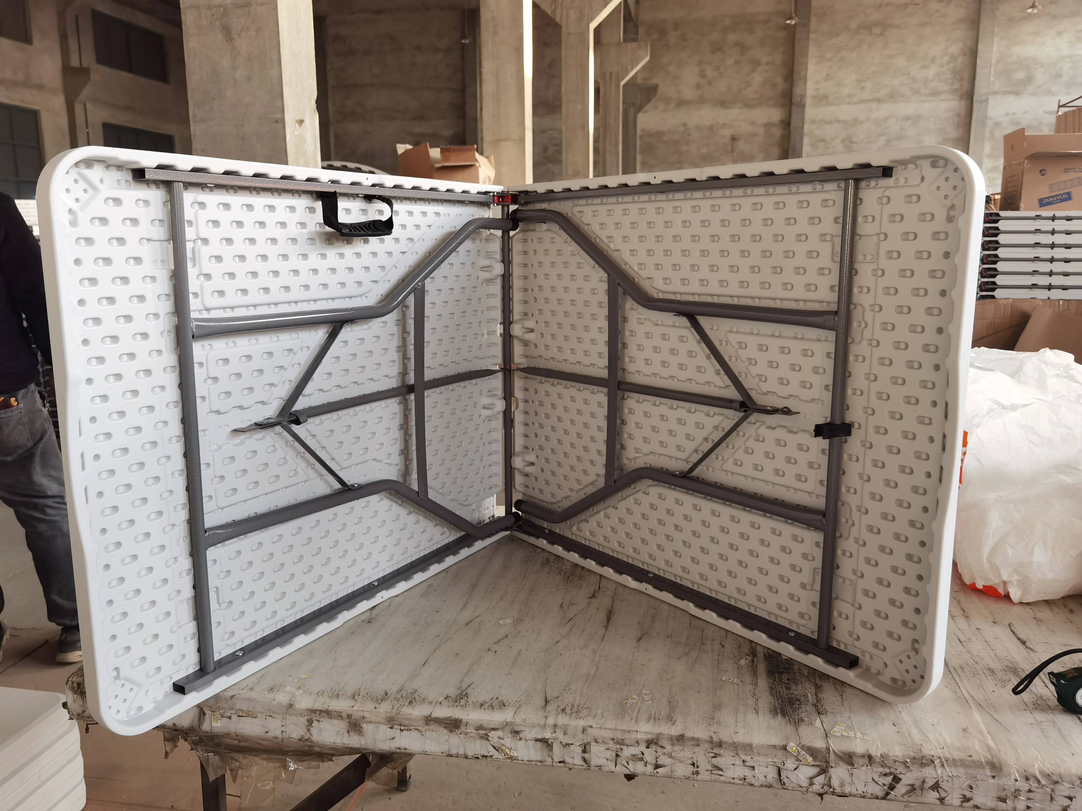 Hot selling  180cm folding in half beer table set with 2 bench