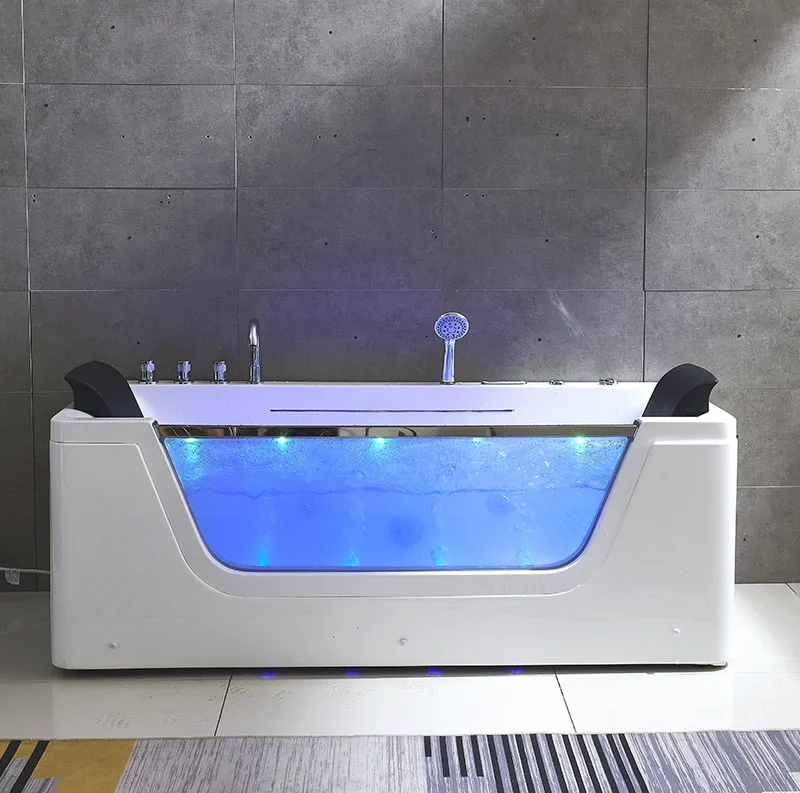 2023 modern bathroom tubs rectangle Freestanding indoor waterfall Acrylic whirlpool bathtub Bathtubs & Whirlpools