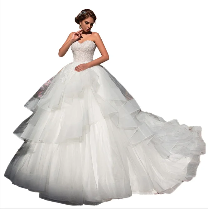 Fashion Sexy Vestido De Noiva Bridal Tulle Mariage Lace Wedding Dresses
