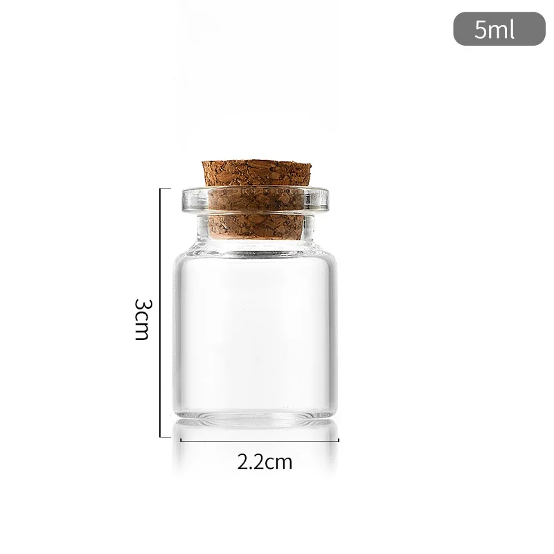 Wholesale 5ml 7ml 8ml10ml 15ml High Borosilicate Clear Small Mini Test Tube Glass Bottle Wishing Glass Jar with cork stopper