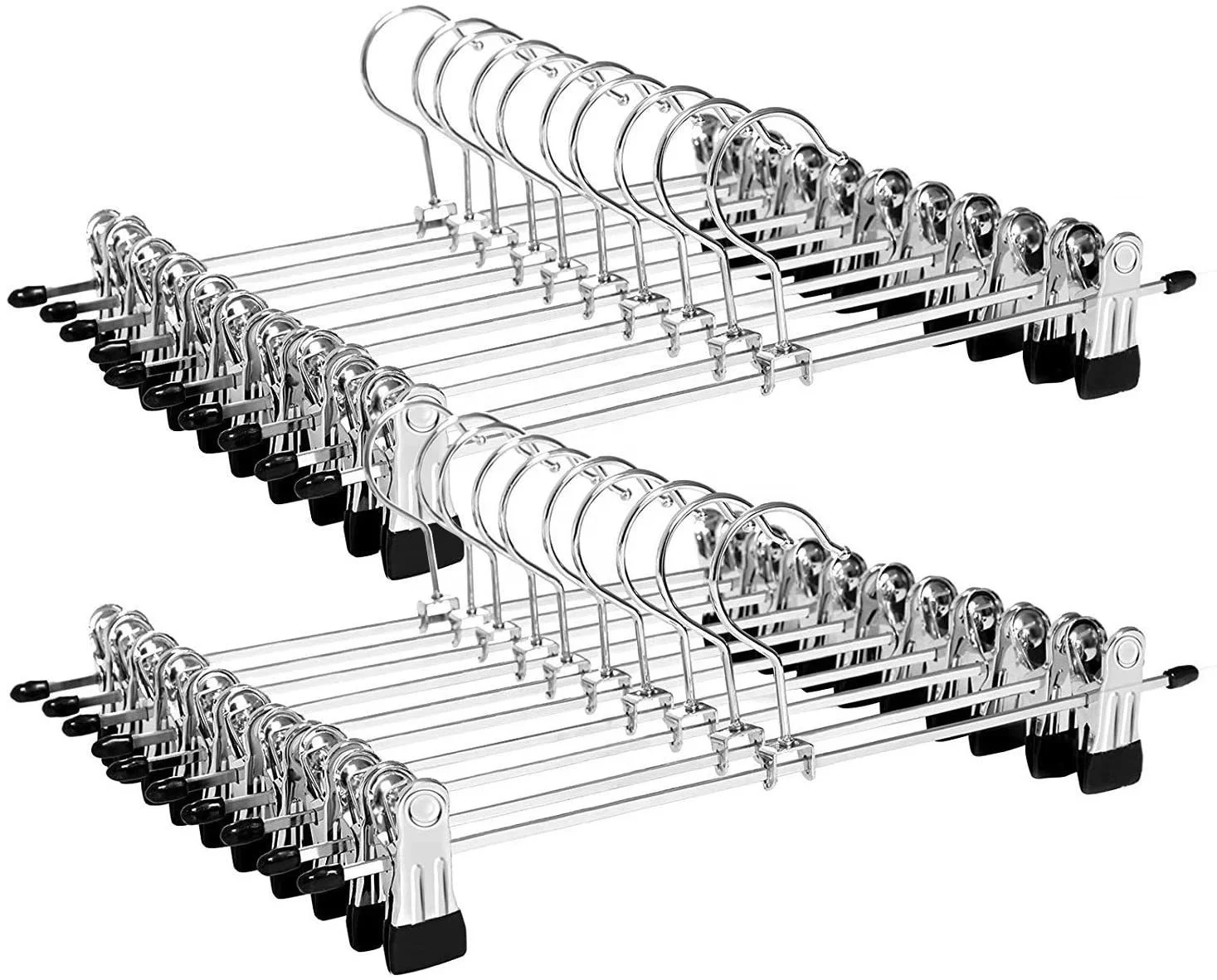 China Best Seller Dress Hanger Adjustable Metal Pants Hanger with PVC End Non-slip Clips