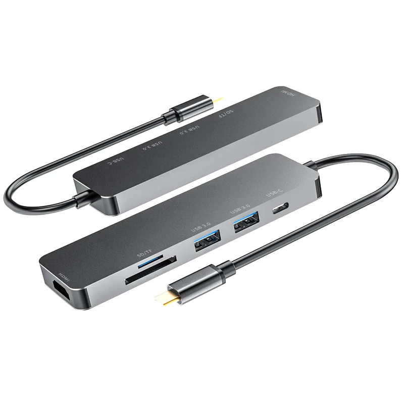 Pixlink High quality 6 in 1 Type-C Hub Multiport Dock Station with 4K HDTV USB3.0 RJ SDTF USB-C PD Charging Adapter 6 ports USB C Hubs