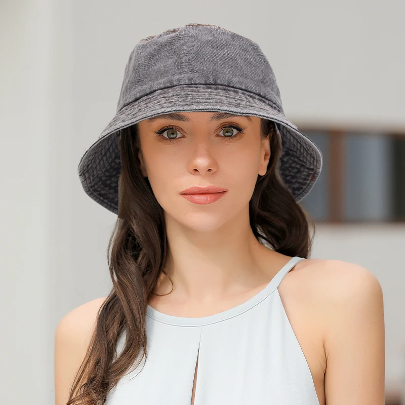 Панама джинсовая унисекс шляпа от солнца с широкими полями для мужчин и женщин уличная подростков 3