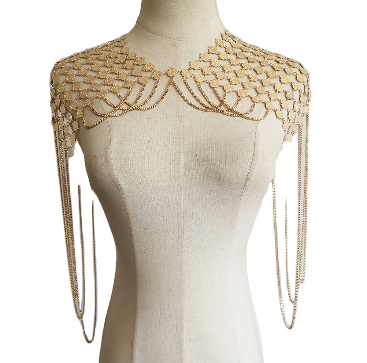 latest  design cheap metal tassel necklace ladies jewelry shoulder chain body chain
