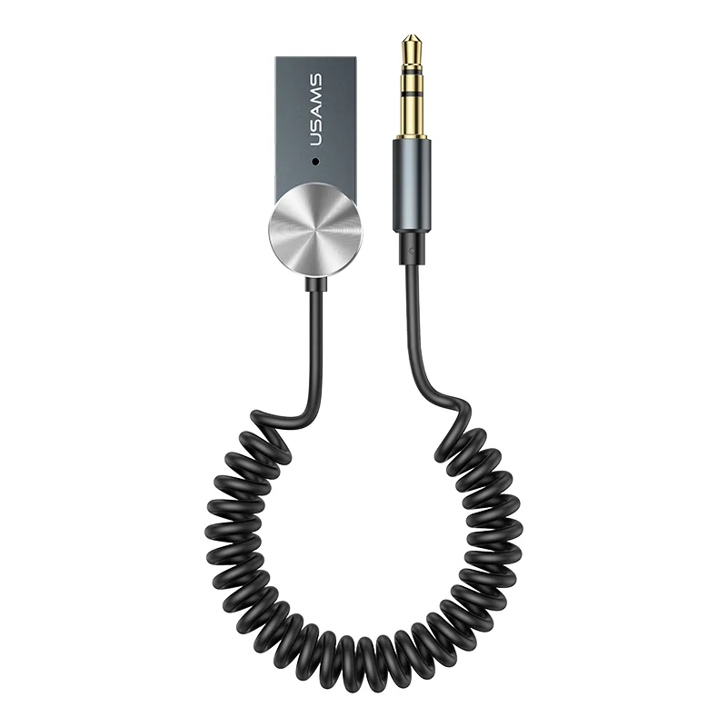 USAMS US-SJ464 из алюминиевого сплава 3,5 мм AUX BT5.0 Автомобильный Usb музыкальный адаптер беспроводной аудио приемник для автомобиля