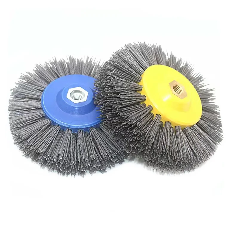 Customized Shape Rotary Nylon Abrasive Wire Grain 120 Polishing Wheel Brush Roller for Wood