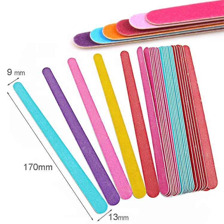 Thin wooden+emery sanding files wholesale ready stock1.0 mm thick 17cm long cheap nail file disposable promotion nail files thin