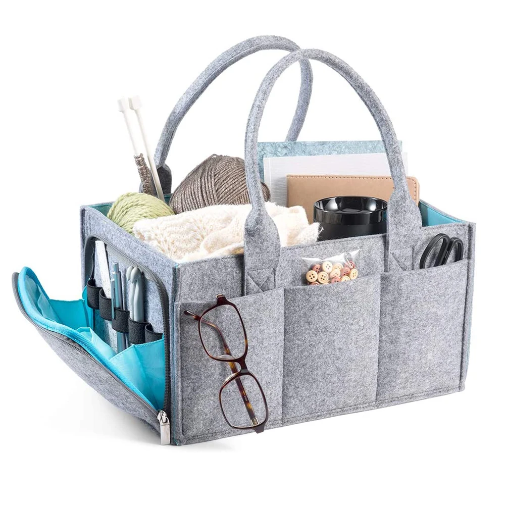 Hot sales Felt Baby Diaper Caddy Bag Mummy Storage Basket diaper organizer for baby with coloured felt