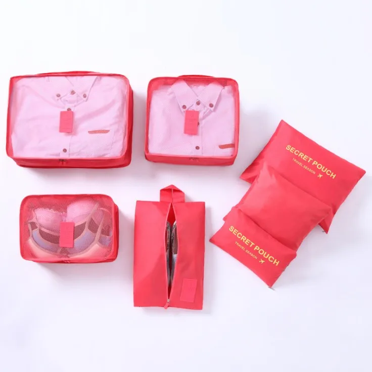 7pcs Travel Luggage Organizer Storage Bag Set  Clothes Underwear Socks Packing Cubes Travelling Bag