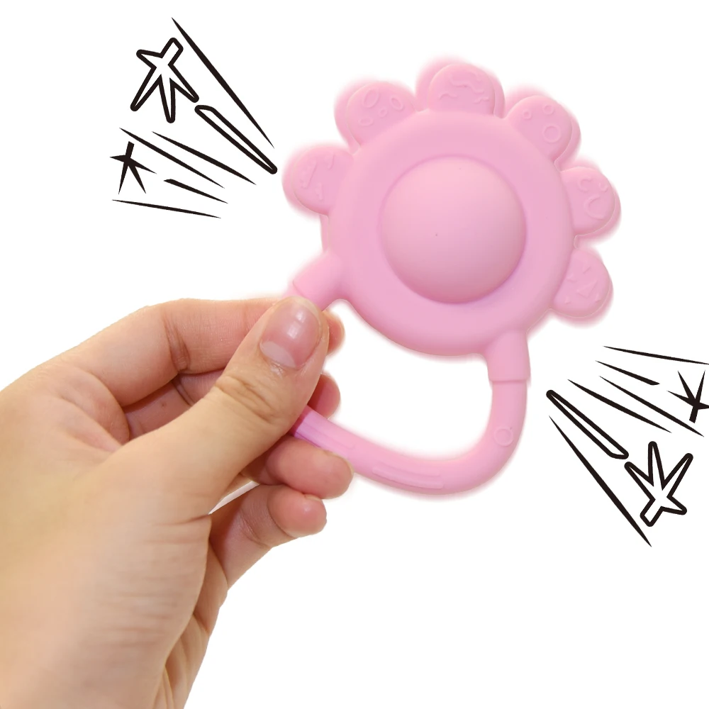 Baby Rattle Toy Chewable Early Education Hand Grip Grasp Training Rattle Newborn Silicone Rattle Teether Toy