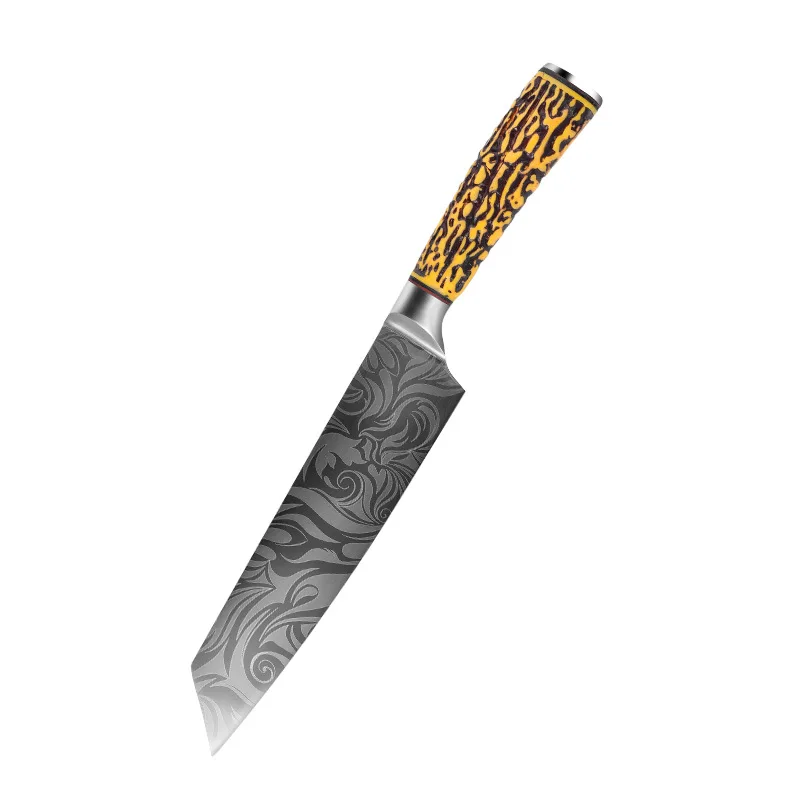 10 PCS Chef knife set with Laser Rose Pattern  Kitchen Damascus Japanese Style Slicing Santoku Knife Damascus Steel