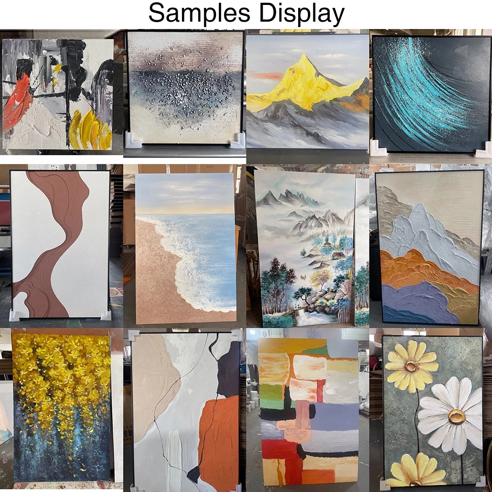 Handmade Knife Plaster Artwork Minimalist 3D White Mountain Landscape Painting Textured Wall Art