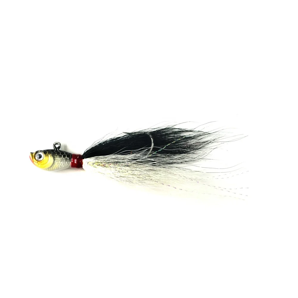 SEASKY 10g Metal Lure Barbed Carbon Steel Hook Bass Fishing Sinking Jig Head Fishing 3/8oz Bucktail