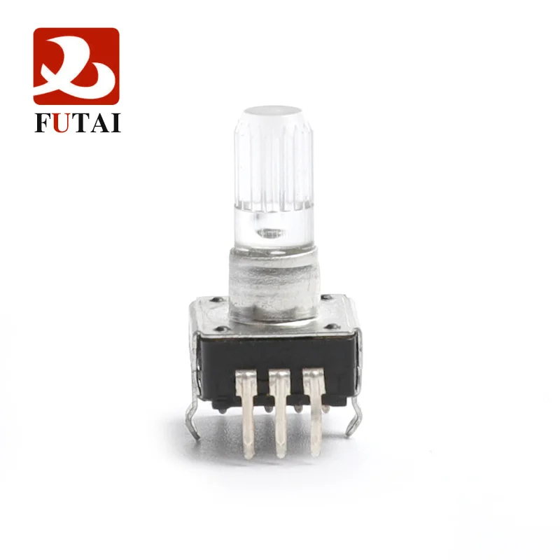 LED-EC12 Audio Encoder Multicolor Light 360 Degree Rotary Encoder 24 Positioning Digital Pulse, Shaft Length 20MM With Push Butt