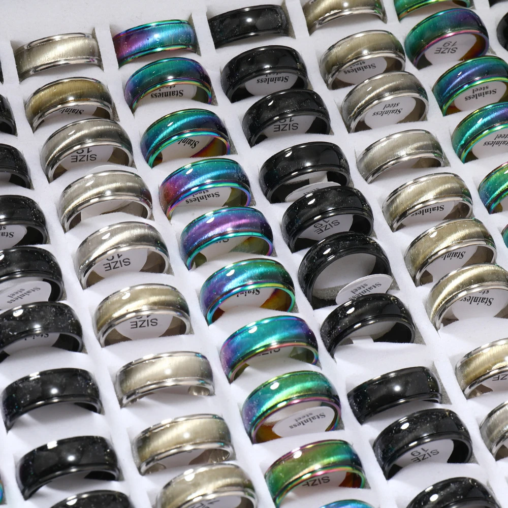 2024 wholesale top ranking multiple colors stainless steel cat eye mood rings with size 17-21 for men and women