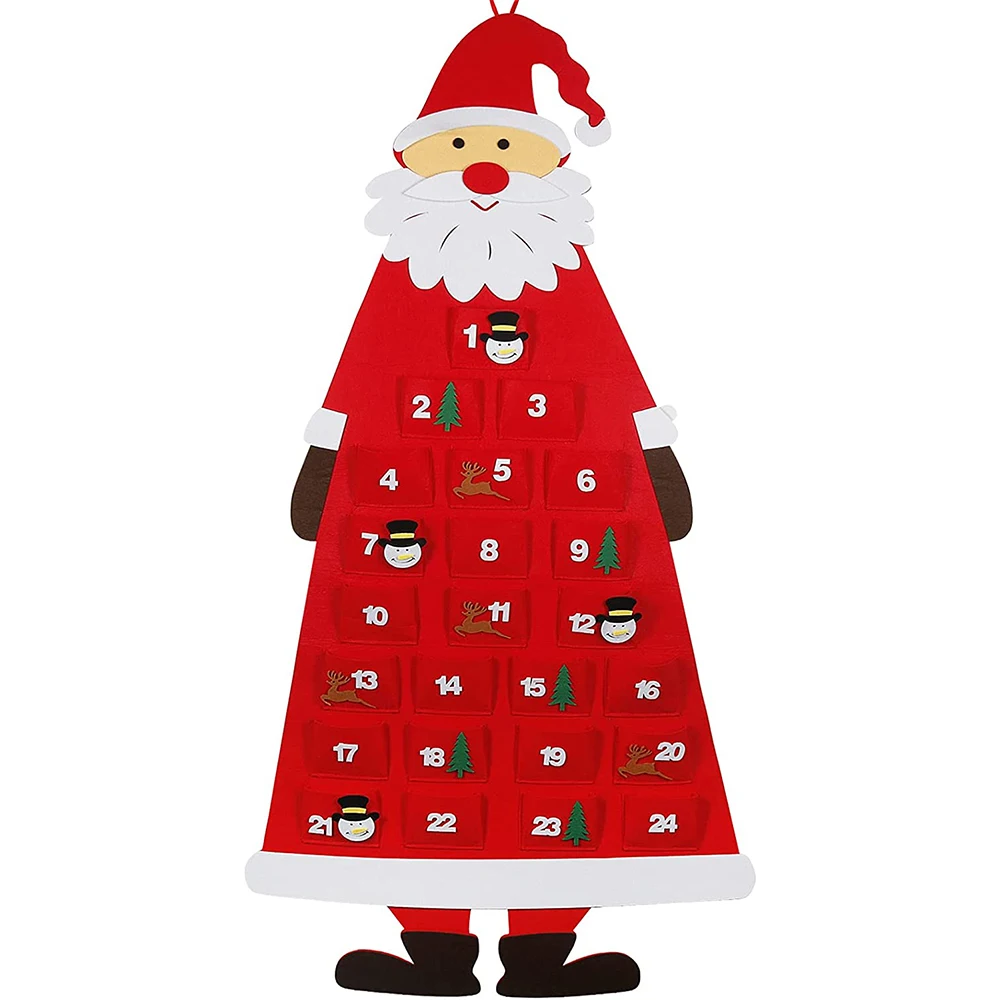 custom felt Santa countdown calendar felt Christmas advent calendar for gift