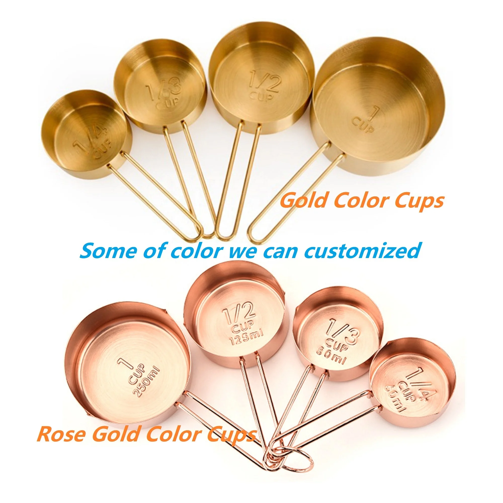 Gold and Rose Gold Color Stainless Steel Measuring Cups Measuring Spoons 8pcs Set