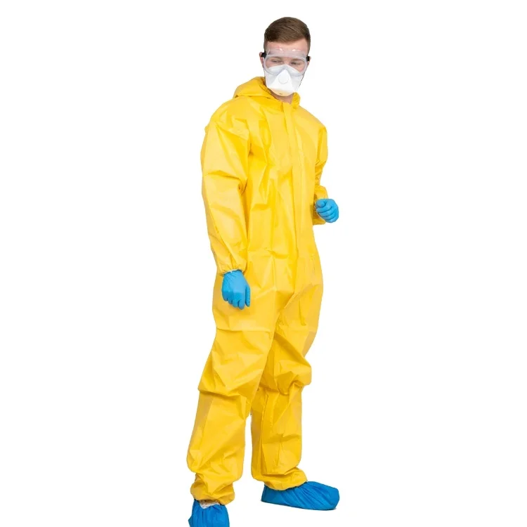 Dusty Chemical Cheap Disposable Coveralls hazmat custom yellow suit