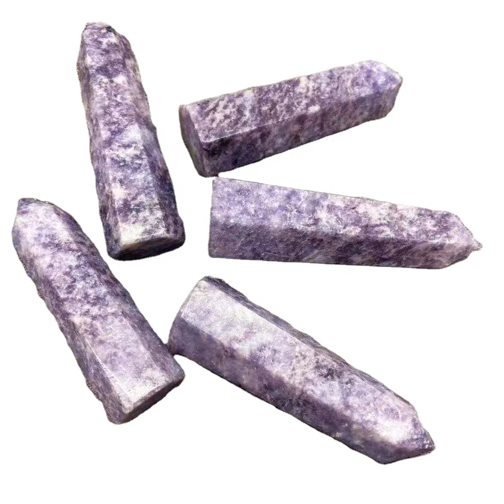 Wholesale natural magic wand tower folk crafts purple lepidolite crystal point folk crafts