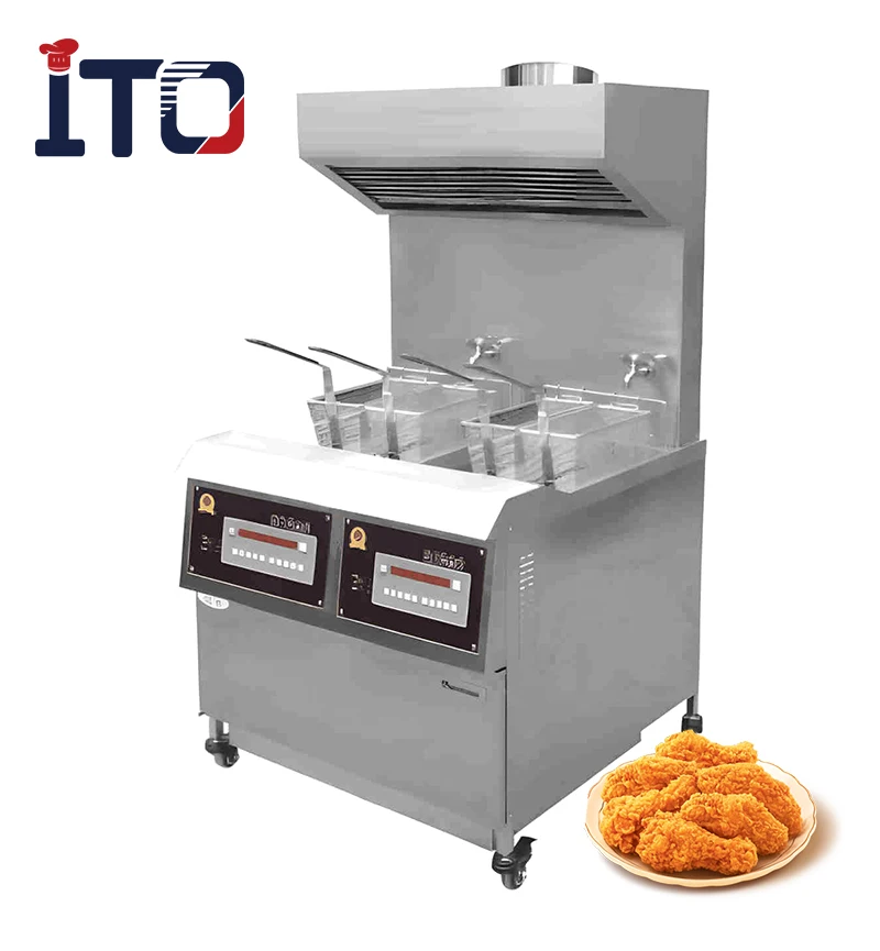 ITO Big Power Industrial Big Capacity Oil Pump Electric Deep Fryer with Range Hood