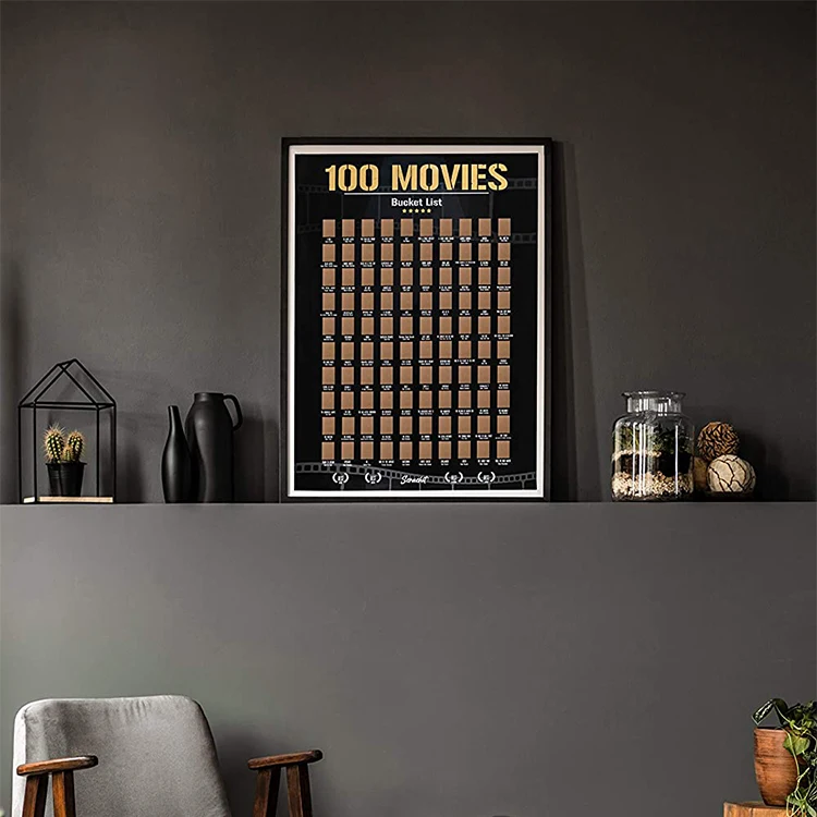 100 Movies Bucket List Wall Scratch Off Poster Movie Poster With Films Loved