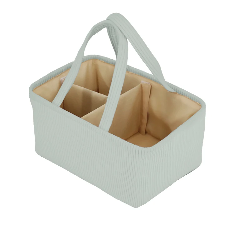 Baby Diaper Caddy Basket Stylish Corduroy Storage Organizer for Diapers Baby Gift Registry Shower List for Newborn
