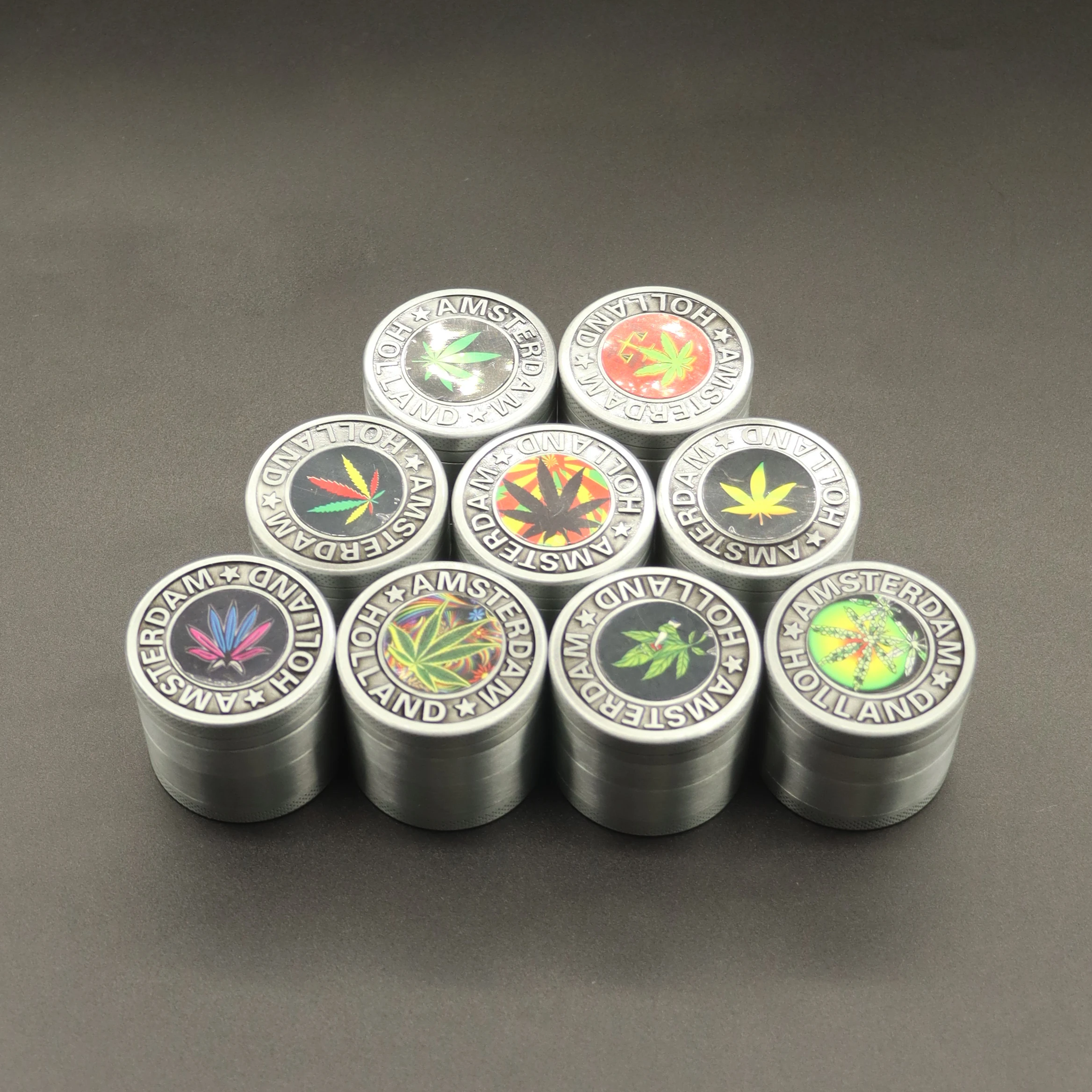 Биоразлагаемый измельчитель из цинкового сплава Амстердама, Лидер продаж на Amazon, измельчитель травы 55 мм, Электрический измельчитель для табака и специй